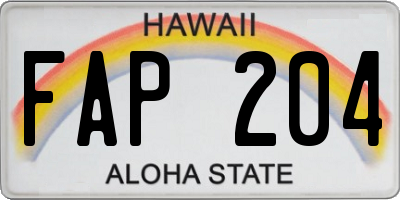 HI license plate FAP204