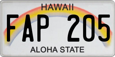 HI license plate FAP205
