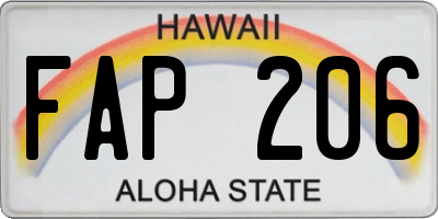 HI license plate FAP206