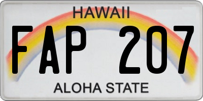 HI license plate FAP207