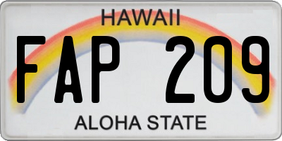 HI license plate FAP209