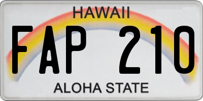 HI license plate FAP210