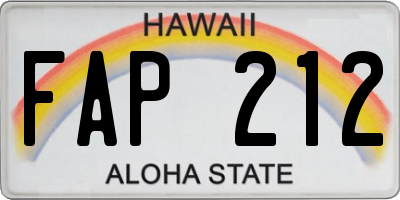 HI license plate FAP212