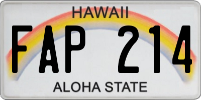 HI license plate FAP214