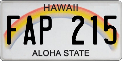 HI license plate FAP215