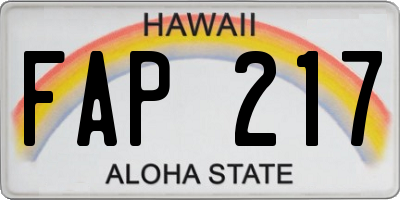 HI license plate FAP217