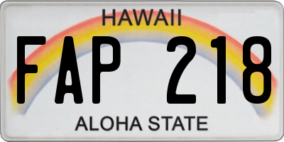 HI license plate FAP218