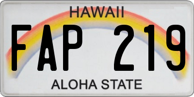 HI license plate FAP219