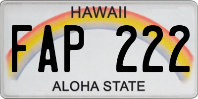 HI license plate FAP222