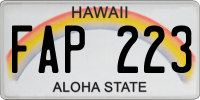HI license plate FAP223