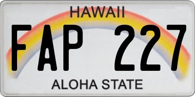 HI license plate FAP227