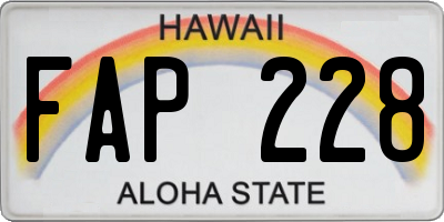 HI license plate FAP228