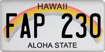 HI license plate FAP230