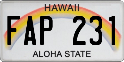 HI license plate FAP231