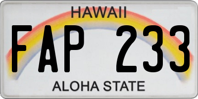 HI license plate FAP233