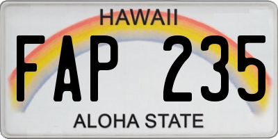 HI license plate FAP235