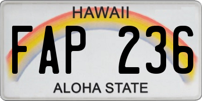 HI license plate FAP236