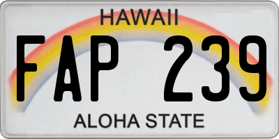 HI license plate FAP239