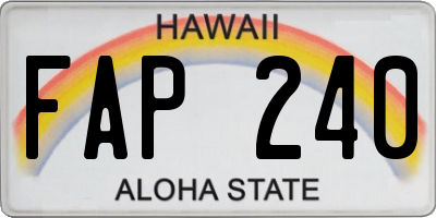 HI license plate FAP240