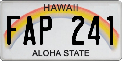 HI license plate FAP241