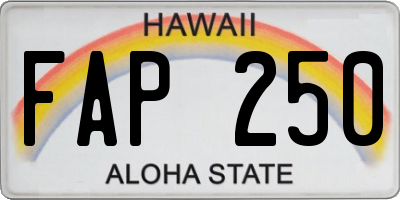 HI license plate FAP250