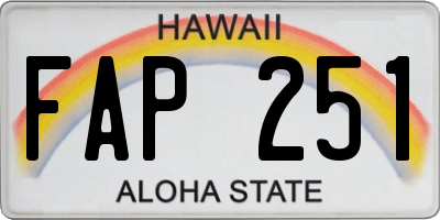 HI license plate FAP251