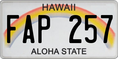 HI license plate FAP257