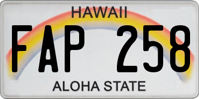 HI license plate FAP258
