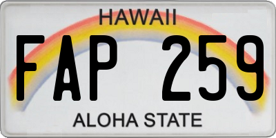 HI license plate FAP259