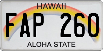 HI license plate FAP260