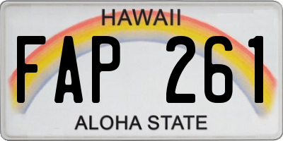 HI license plate FAP261