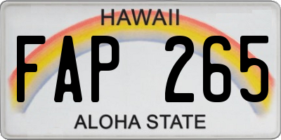 HI license plate FAP265