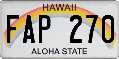 HI license plate FAP270