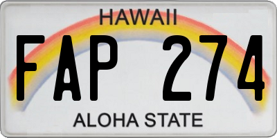 HI license plate FAP274