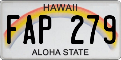 HI license plate FAP279