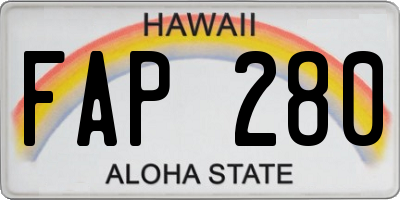 HI license plate FAP280