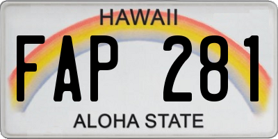 HI license plate FAP281