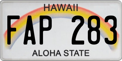 HI license plate FAP283