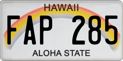 HI license plate FAP285