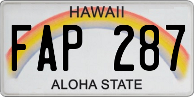 HI license plate FAP287