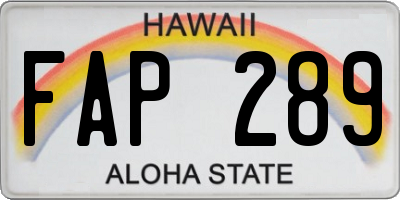 HI license plate FAP289