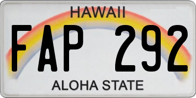 HI license plate FAP292
