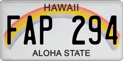 HI license plate FAP294
