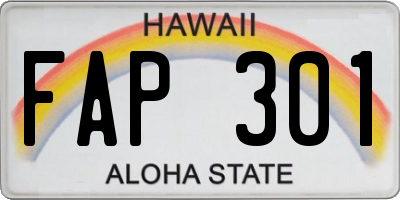 HI license plate FAP301