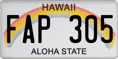 HI license plate FAP305