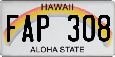 HI license plate FAP308