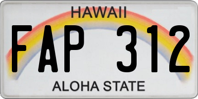HI license plate FAP312