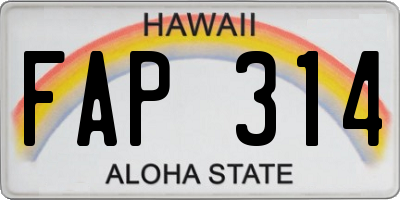 HI license plate FAP314