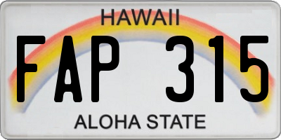 HI license plate FAP315