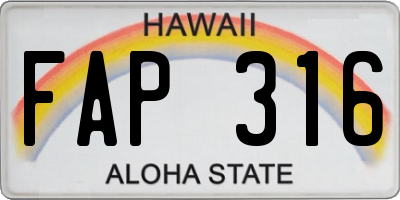 HI license plate FAP316